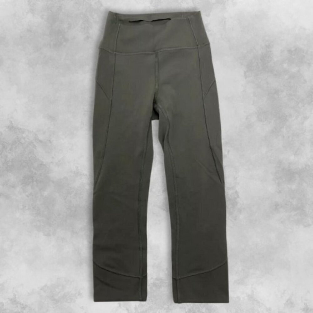 Lululemon Capri Leggings Mid-Rise Wide Waistband and Moisture-Wicking Black W 6